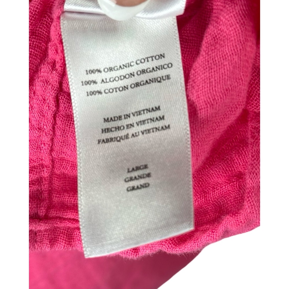 Rails Ellis Fuchsia Pink Organic Cotton Double Gauze Button Down Shirt Large - Picture 6 of 8